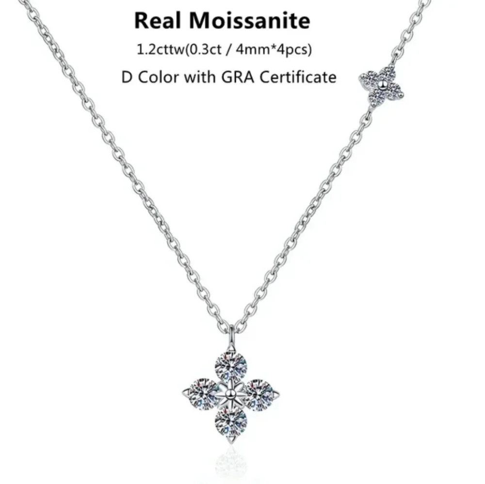 18k white gold 1.2ct moissanite diamond necklace